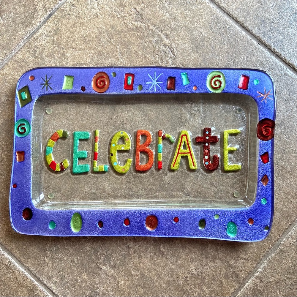 NWT - Lori Siebert Hand Blown Glass Tray - Platter